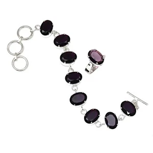 African Amethyst Gemstone Women's Unisex Jewelry Bracelets & Rings 7-8'' - Picture 1 of 9