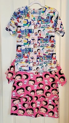 2 Vintage Betty Boop Medical Scrubs Uniforms Women - Image 1 of 4