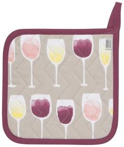Wine Lover Potholder | All Over Wine Glass Print | 8x8 | Now Designs NEW - Picture 1 of 3