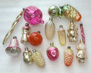 16 Vintage Silver Glass Christmas Ornaments Xmas Tree USSR Antique Decorations - Picture 1 of 6
