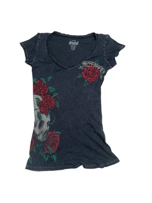 Sinful by Affliction Rhinestone Roses T-Shirt - Image 1 of 4