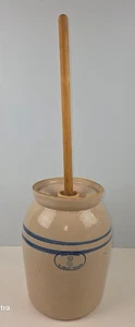 Rare Upside Down 2 Marshall Pottery  2 Gallon Crock Butter Churn w/ Lid & Dasher - Picture 1 of 9