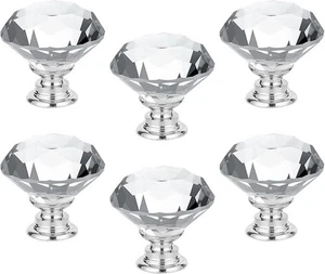 Vimmoon Confezione 6 Pomelli 30mm A Forma di Diamante per Armadio Cristallo Vetro Maniglie Tira Abito - Foto 1 di 5