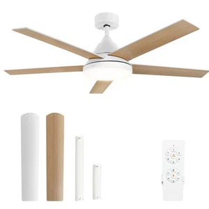 52" Ceiling Fan 5 Reversible Dual Finish Blades w/Quiet DC Motor for Living Room - Picture 1 of 14