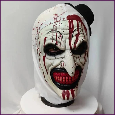 Scary Terrifier 3 Cosplay Mask Halloween Art The Clown Bloody Latex Soft Prop - Image 1 of 4