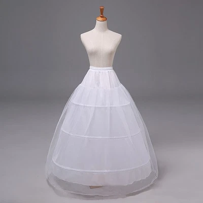 White Petticoat for Wedding Dress Underskirt 4 Hoop 6 Layers Prom Crinoline - Image 1 of 4