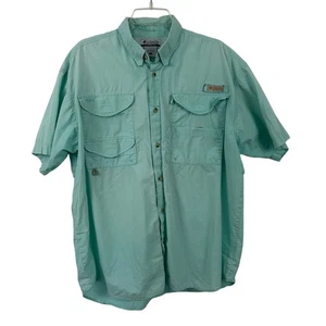 Camisa Columbia Para Hombres PFG Manga Corta Exterior Pesca Utilitaria Verde Azulado Talla Grande - Imagen 1 de 6