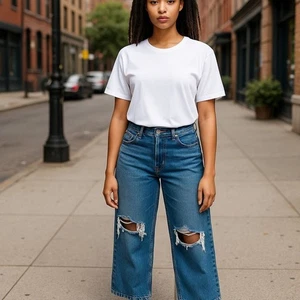 AMERICAN EAGLE Outfitters Women's HIGH WAIST RIPPED WIDE LEG CROPPED Jeans Sz-8 - Picture 1 of 8