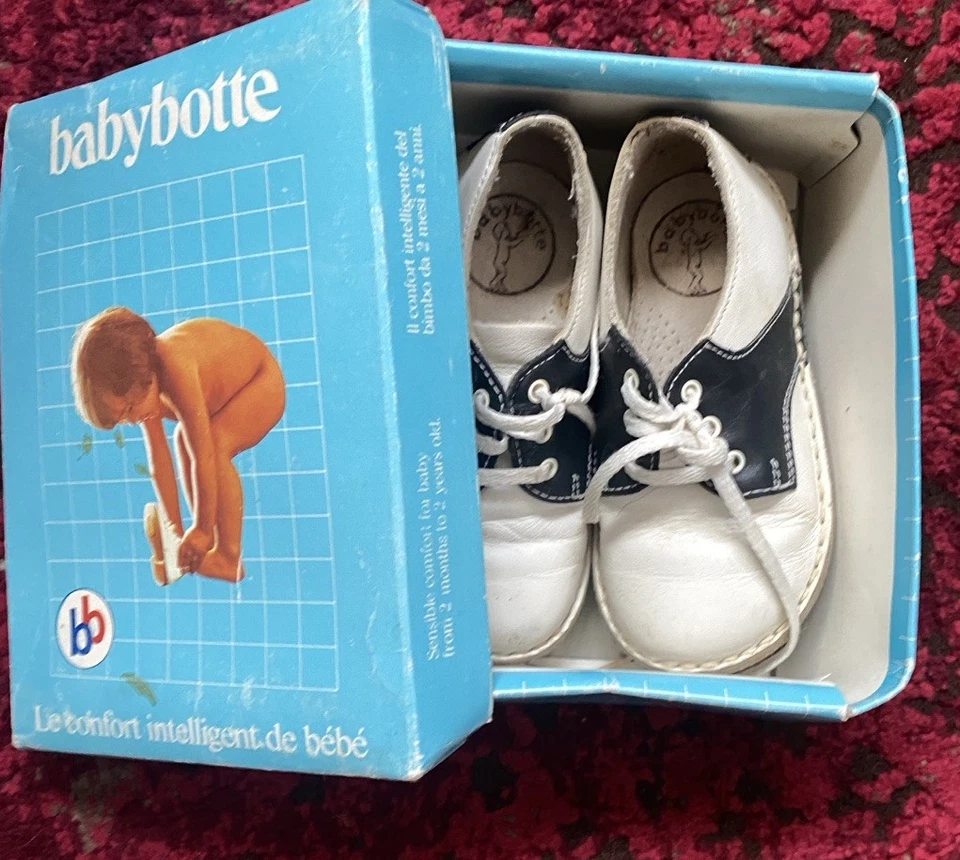 De Colección Babybotte Zapatos de Sillín Bebé Niño Pequeño 3 Blanco Negro Oxford Caja de Cuero Foto 1 de 4