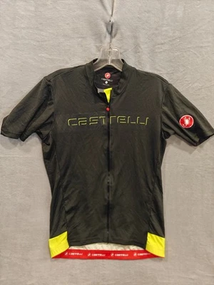 Jersey de ciclismo Castelli para hombre talla L cremallera completa negro amarillo malla Foto 1 de 4