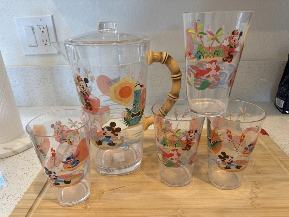 Disney Luau Tiki Melamine Pitcher and Cup Set - Image 1 of 4