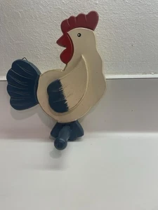 Vintage Holz handbemalt Bauernhaus Huhn Hahn Papier Handtuch Halter - Bild 1 von 2