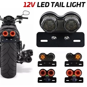 Motorcycle LED Brake Tail Lights Turn Signal License Plate Cafe Racer Dirt Bike - Picture 1 of 15