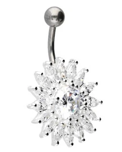 925 ECHT SILBER + TITAN ☼ Bananabell Bauchnabelpiercing Sonne Ø 21 mm - Bild 1 von 5