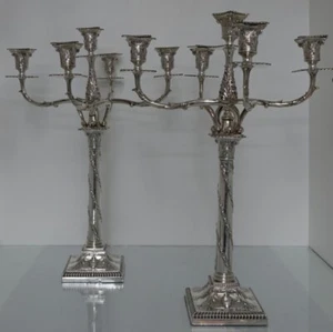 Early 20th Century Edwardian Sterling Silver Pair Five Light Candelabra Lon 1909 - Picture 1 of 8