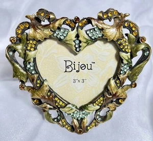 Bijou fall leaves heart shaped enamel and rhinestone frame for 3 x3 picture - Picture 1 of 10
