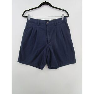 Eddie Bauer Mens 32 Pleated Front High Rise Casual Chino Shorts Navy
