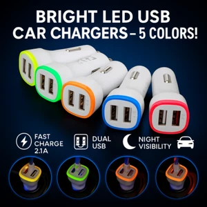 Cargador de Carro Rapido 2 Puertos Adaptador de Coche para Telefonos Smart Phone - Picture 1 of 12