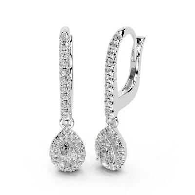 0.83 CTTW  Pear Lab Grown Diamond Dangle Earrings In 14K Gold (F-G, VS1-VS2) - Image 1 of 4