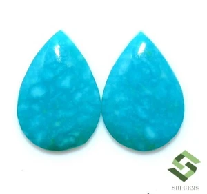 13x9 MM Natürlich Kingman Türkis Birne Cabochon Paar 3.66 Karat Lose Edelsteine - Picture 1 of 6