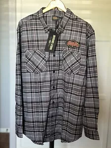 Sz XL , Harley Davidson Men's 120th Anniversary Plaid Shirt - Gray Plaid, NWT - Picture 1 of 5