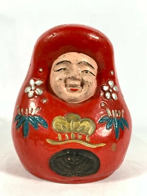 Hime Daruma Coin Bank Japan Studio Pottery Antique Early 20th C Meiji/Taisho - Image 1 of 4
