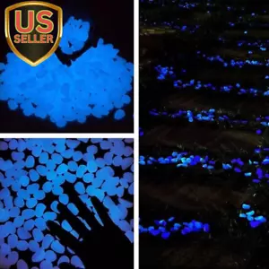Fish Tank Rocks Glow Blue/Glow in the Dark Pebbles for Garden/Fish Tank/Aquar... - Picture 1 of 9