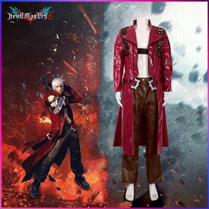 Game Devil May Cry 3 Cosplay Costumes Dante Men's Red Long Jacket Full Set - Picture 1 of 10