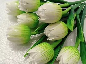 Wooden tulips bouquet white wood tulip decors Mother's day gift Bridal Wedding - Picture 1 of 5