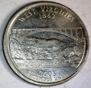 2005 ERROR OFF CENTER West Virginia St. Quarter Coin Nice O/C LOT #1   FREE SHIP - Picture 1 of 2