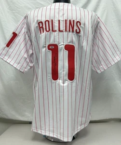 Jimmy Rollins Signed White Pinstripe "Champs" Custom Jersey (L) PSA 945 - Picture 1 of 4