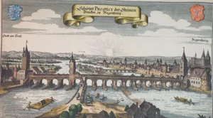 Germania STAMPA Ratisbona Schöner Prospect der Steinern Brücken zu Regenspurg - Picture 1 of 19