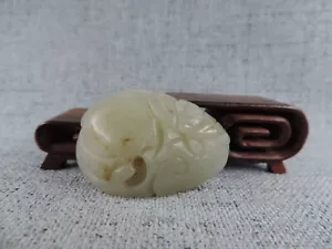 Antique Chinese Hand-carved Old Hetian Jade 福伴身边 Statue Pendants Amulet - Picture 1 of 9