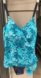 Traje de baño CUPSHE talla XS de una pieza con control de barriga azul floral traje de baño con lazo lateral - Imagen 1 de 10