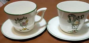 Vintage Continental Kilns Mom& Dad Cups&Saucers - Picture 1 of 9