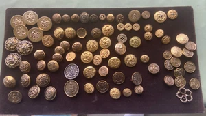 Lot of  81 Vintage Military Brass Eagle Anchor Buttons Remington Scouts Lions - Picture 1 of 14