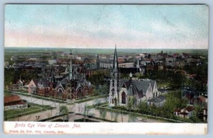 VISTA DE PÁJARO DE LINCOLN NEBRASKA FRANK Du TELL POSTAL ANTIGUA PRE-1907 - Imagen 1 de 2