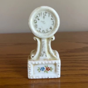Vintage Miniature Porcelain Grandfather Clock 2.5" Doll House Floral KI Japan - Picture 1 of 8