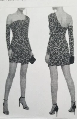 Roberto Cavalli Women's new mini dress one-shoulder leopard print US S/M /IT42. - Image 1 of 4