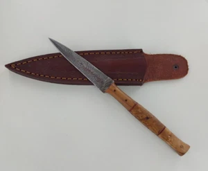 Custom Damascus Steel Blade 9" Hunting Knife, used - Picture 1 of 5