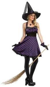 Fun World Womens Purple Whimsical Witch Polka Dot Adult Halloween Costume 10-14 - Picture 1 of 1