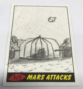 MARS ATTACKS HERITAGE TRADING CARD 1/1 SKETCH CHASE CARD BY JOSHUA FARGHER - Picture 1 of 2