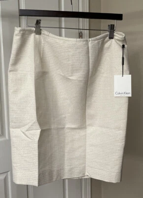 Falda Lápiz Calvin Klein Metálica Diente de Perro Completamente Forrada Talla 12P 619 Foto 1 de 4