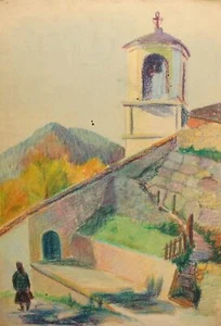 Vintage realist pastel painting landscape - Picture 1 of 12