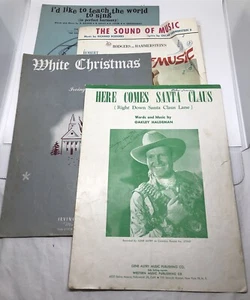 Lot 4 sets Sheet Music Classic Holiday Songs Sound Teach World Sing White Claus - Picture 1 of 9