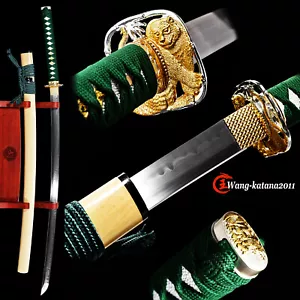 Espada funcional hecha a mano de bambú y tigre katana templada arcilla T10 samurái japonés - Imagen 1 de 12