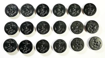 Lot of 18 vintage U.S Navy Anchor Buttons - Black - From estate collection - Image 1 of 4