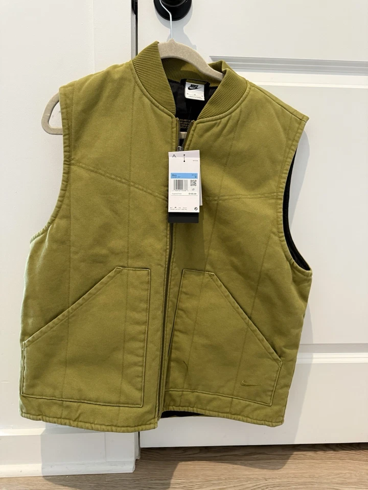 Nike Sportwear Life Padded Canvas Vest Moss Green FQ1861-307 Men's Size Medium