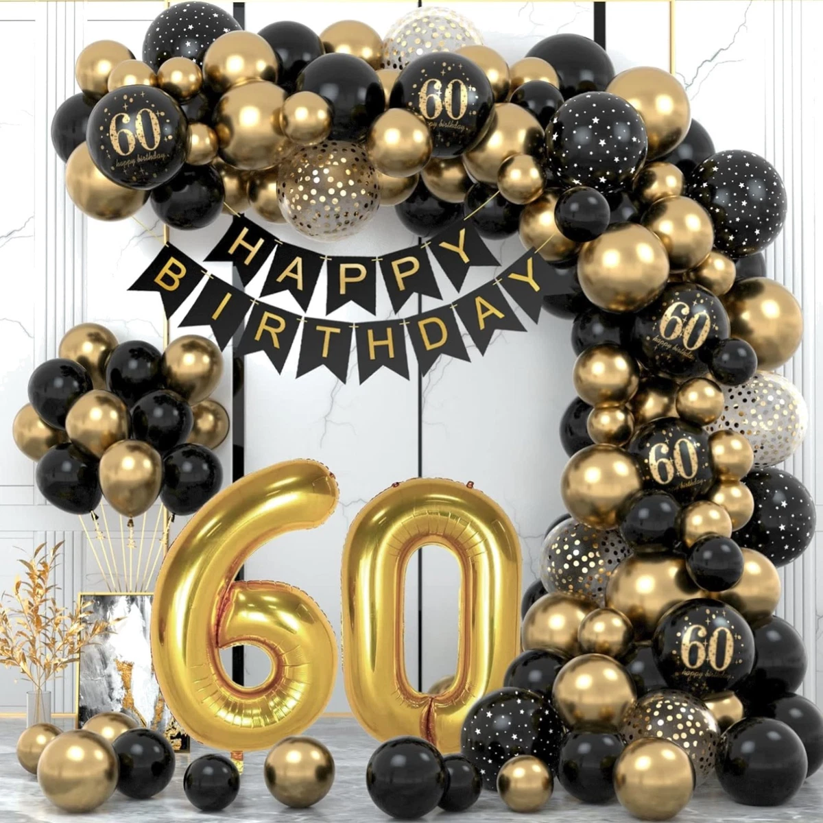 TOP TEN XXL Folienballon 80 Cm „60“ In Gold – Wiederverwendbar, Für Helium Oder Luft, Perfekt Für Geburtstage & Feiern