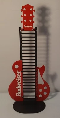 Budweiser Red Les Paul Guitar Shaped Metal CD Holder Tower Rack 23” - Image 1 of 4